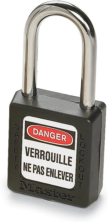 Master Lock 410BLK Lockout Tagout Safety Padlock with Key Black 0.25 in. Shackle Diameter