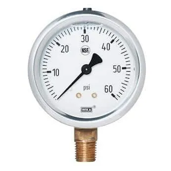 WIKA - 6804929 Wika 213.53DW 2 2.5" NSF Filled Pressure Gauge, 0-100 psi, 1/4" Lower