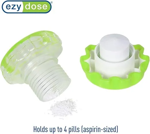 EZY DOSE Crush Pill, Vitamins, Tablets Crusher and Grinder, Effortlessly Crushes Medications into Fine Powder, Features Storage Compartment, Durable, Easy-to-Use Design, Green, Large, BPA Free