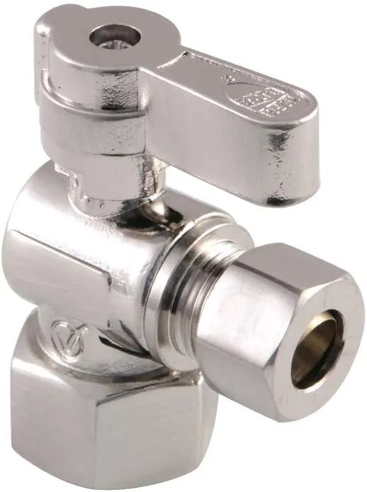 Kingston Brass KF4310SN Baseline 1/2" FIP x 3/8" OD Comp Angle Stop Valve, Brushed Nickel