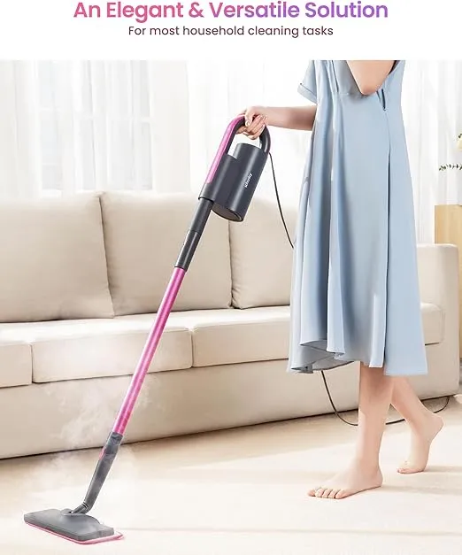 Schenley Steam Mop Cleaner with Detachable Handheld Steamer for Cleaning Hardwood, Laminate Floor, Tiles and Grout, with 7-in-1 Multi-purpose Accessories and Washable Microfiber Pads