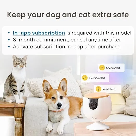 Furbo Mini New Pet Camera + Nanny Bundle: Home Security & Cat, Dog Safety Alerts, Pet Camera with Speaker, Smart Home Indoor Cam w Phone App & Night Vision (Additional Subscription Required at Setup)