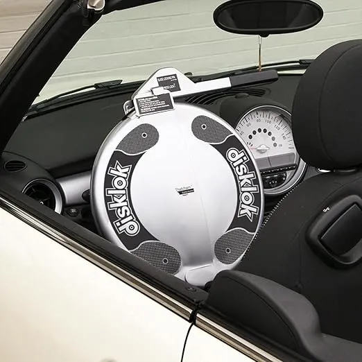 Security Device - Steering Wheel Lock - Full Cover - Silver - Thatcham Approved (Small, 13.7in - 15.3in)