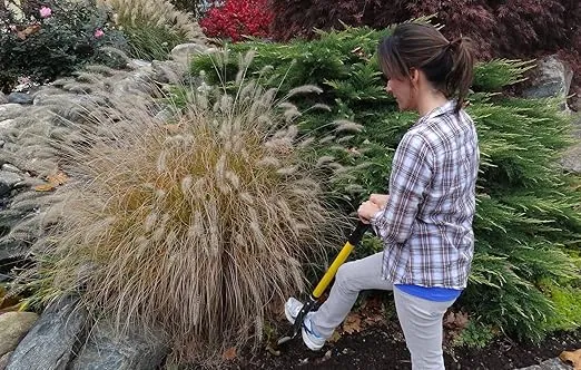 Gardening Shovel with Steel-Reinforced Fiberglass Handle, Cushioned D-Grip and Sharp, Hardened-Steel Blade, Award Winning Spade, Model SHFD3 Yellow