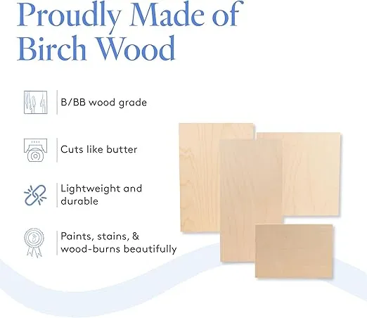 Baltic Birch Plywood 15 x 30 x 1/8 Inch - 3 mm Craft Wood, Pack of 16 B/BB Grade, Stronger Than Basswood Sheets or Balsa Wood, Perfect for Laser, CNC Cutting, Wood Burning, by Woodpeckers