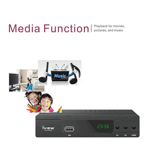 iView 3300STB ATSC Converter Box with Recording, Media Player, Built-in Digital Clock, Analog to Digital, QAM Tuner, HDMI, USB