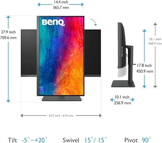 BenQ PD2705U Mac-Ready Monitor 27" 4K UHD | IPS | DeltaE ≤3 | ICC Sync | Calibration Report | Uniformity | HotKey Puck | Ergonomic | DisplayPort | USB-C (65W) | USB Hub,Black