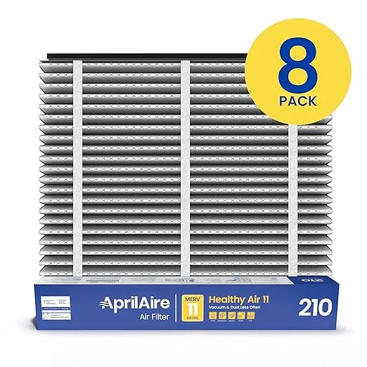 AprilAire 210 Replacement Filter for AprilAire Whole House Air Purifiers - MERV 11, Clean Air & Dust, 20x25x4 Air Filter (Pack of 8)