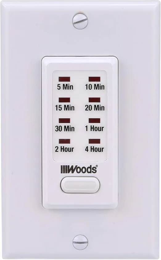 Woods 59724WD In-Wall 4-Hour Digital Countdown Timer ; White