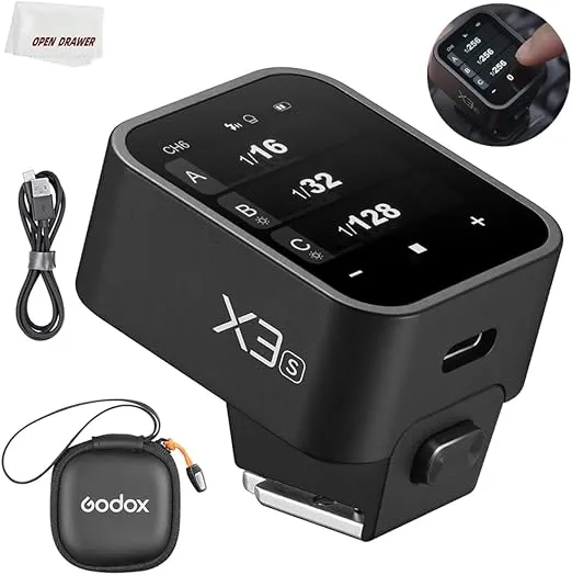 Godox X3S X3 S X3-S Trigger, Godox Flash Trigger, Touch Screen TTL Wireless Flash Trigger, with TCM Conversion, Built-in 3.7V 850mAh Li-Ion Battery, Approx 7 Days Standby for Sony Cameras (X3-S)