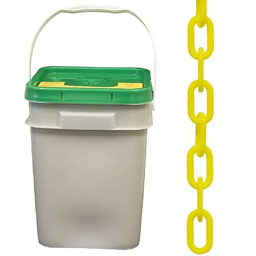 Mr. Chain Heavy-Duty Plastic Barrier Chain Pail, Yellow, 2-Inch Link Diameter, 120-Foot Length (51002-P)