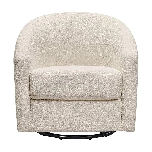 Babyletto Madison Swivel Glider in Polyester Ivory Boucle, Greenguard Gold and CertiPUR-US Certified