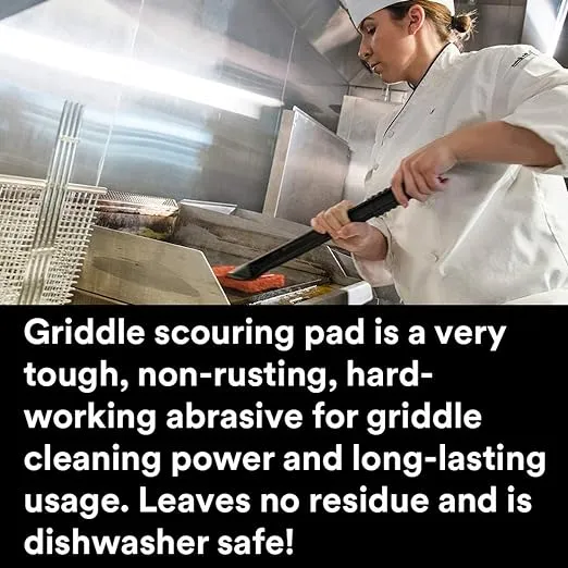 3M Scotch-Brite Griddle Cleaning, Quick Clean System, Heavy Duty, Cleans in 3-5 Minutes, For Baked On Food and Cooking Oils, Use on Hot or Cool Griddle, Orange, (1 System)