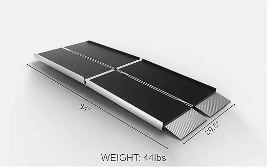 EZ-ACCESS Suitcase 7 Ft Trifold Portable Aluminum Folding Ramp with Slip-Resistant Applied Surface and Self-Adjusting Bottom Transitions Plates