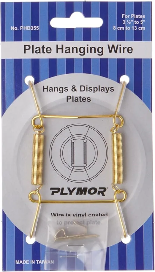 Plymor Shiny Gold Finish Wall Mountable Plate Hanger, 3.125" H x 1.75" W x 0.5" D (For Plates 3.5" - 5")