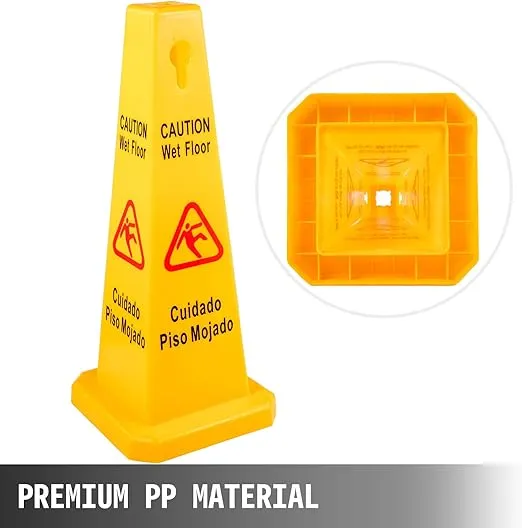 VEVOR 6 Pack Floor Safety Cone Bilingual Wet Floor Sign 4 Sided Caution Wet Floor Signs for Indoors and Outdoors