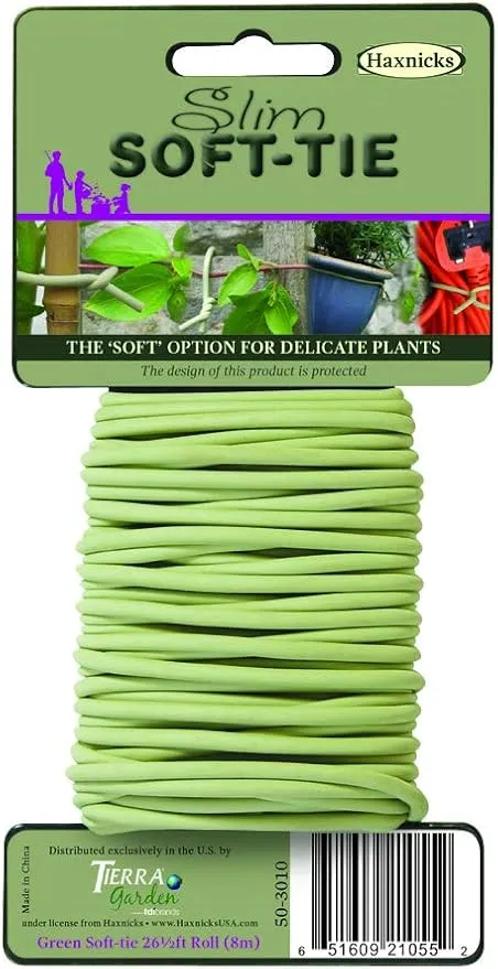 Tierra Garden 50-3010 Haxnicks Slim Soft Tie for Plants & Trees, 26.3', Green