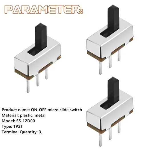WMYCONGCONG 150 PCS 3 Pin 2 Position 1P2T SPDT Vertical Micro Slide Switch 0.5A 50V DC