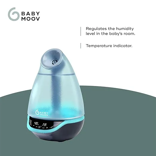 Babymoov Hygro Plus Cool Mist Humidifier 3-in-1 Humidity Control, Multicolored Night Light & Essential Oil Diffuser Easy Use and Care-Blue(NO Filter Needed)