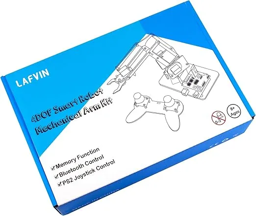 LAFVIN 4DOF Acrylic Robot Mechanical Arm Claw Kit compatible with Arduino IDE DIY Robot with CD Tutorial