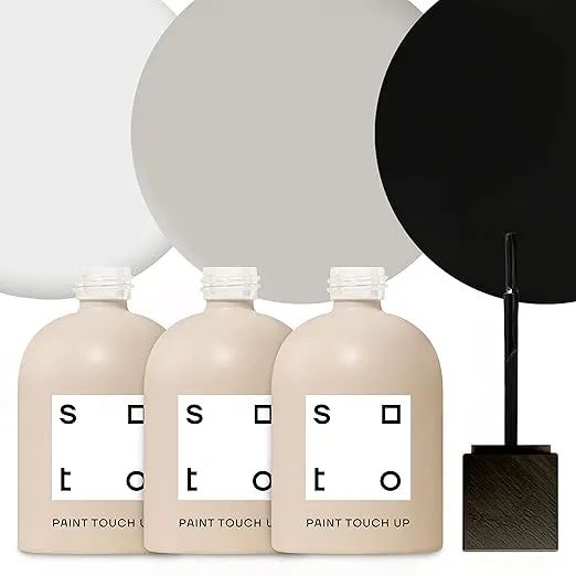 soto Paint Touch Up, Set of 3, 1.5oz Multi-Surface, Matte Finish (Greys & Black) - Grey + Black Scratch Repair for Furniture, Walls, Cabinets, Trim, Doors, Indoor/Outdoor