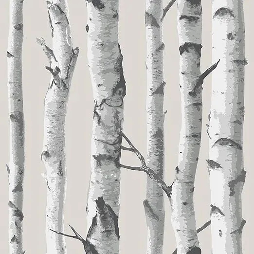 NuWallpaper NU3128 Birch Tree Peel & Stick Wallpaper, Multicolor