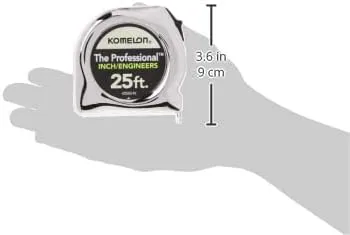 Komelon 425IEHV High-Visibility Professional Tape Measure Bother Inch and Engineer Scale Printed 25-Feet by 1-Inch, Chrome