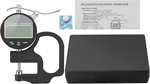 Neoteck Digital Thickness Gauge 0.5 inch/12.7mm, 0.0005"/0.01mm, Thickness Meter Precise Electronic Micrometer with LCD Display