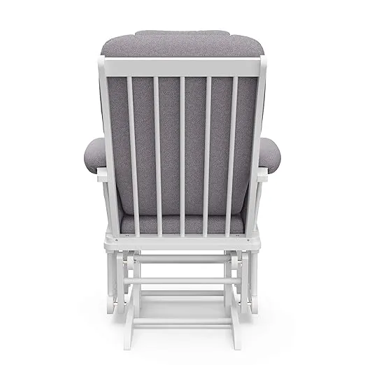 Storkcraft Tuscany Custom Glider and Ottoman with Free Lumbar Pillow (White/Slate Gray Swirl) - Cleanable Upholstered Comfort Rocking Nursery Chair with Ottoman