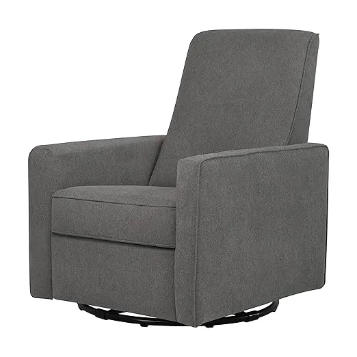 DaVinci Piper Upholstered Recliner and Swivel Glider in Dark Grey, Greenguard Gold & CertiPUR-US Certified