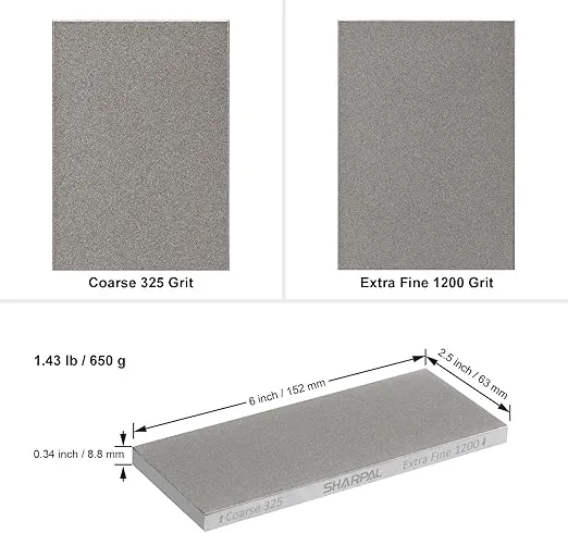 SHARPAL 156N Double-sided Diamond Sharpening Stone Whetstone Knife Sharpener | Coarse 325 / Extra Fine 1200 Grit | Storage Case with NonSlip Base & Angle Guide (6 in. x 2.5 in.)