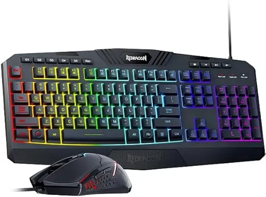 Redragon Updated S101 Programmable Gaming Keyboard and Mouse, RGB Backlit Keyboard Mouse with Software, Independent Macro Record Keys, Value Combo Set