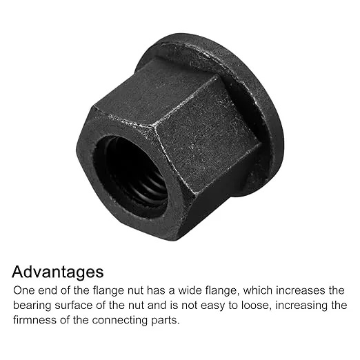 uxcell M16 Flange Hex Nuts, 2pcs Grade 10.9 Carbon Steel Black Oxide Finished Hex Flange Nuts for Machinery