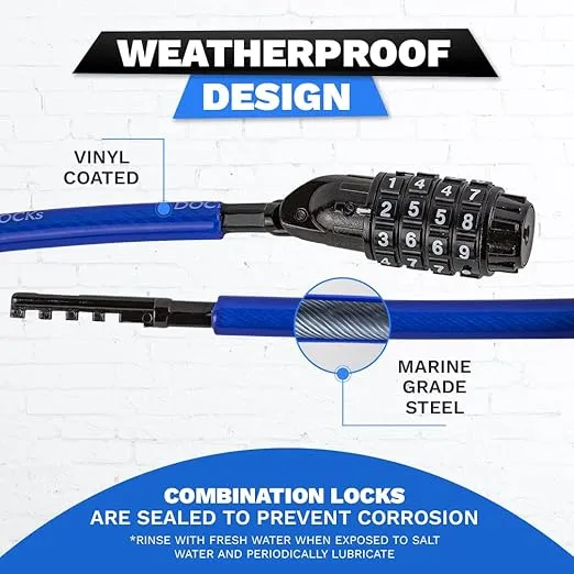 Weatherproof Coiled Security Cable Lock (5ft to 25ft Lengths) with Resettable Combination, Anti-Theft Protection for Kayaks, Bikes, Paddleboards, Scooter, Equipment, Bicycles and More