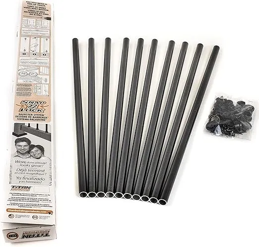Titan Snap 'n Lock Baluster Kits - Round - Alum Smooth - Black - 31"
