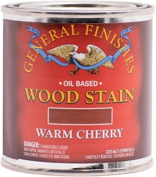 General Finishes Oil Based Penetrating Wood Stain, 1/2 Pint, Warm Cherry