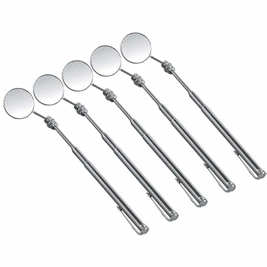 Wideskall® Retractable Telescopic Inspection Flexible Mirror Round Pocket Clip (Pack of 5)