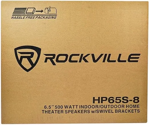 Rockville (2) HP65S-8 6.5" Outdoor/Indoor Home Theater Speakers w/Swivel Bracket