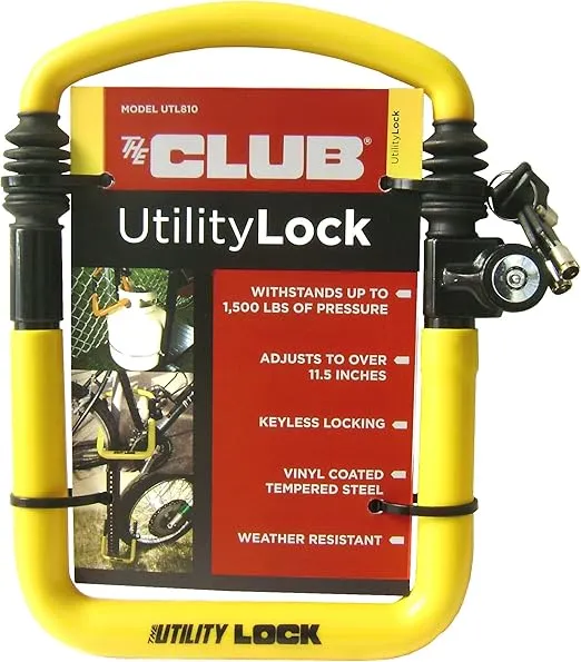 Winner International The Club UTL810 Utility Lock, Yellow, 8.5"-11.5"