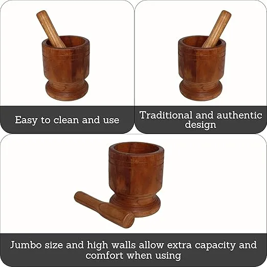 IMUSA Wood Mortar & Pestle, X-Large