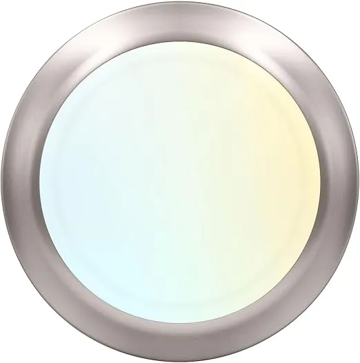 LUXRITE 6 Inch LED Disk Lights, Dimmable Flush Mount Ceiling Light, 5CCT 2700K 3000K 3500K 4000K 5000K, 12.5W, 1000LM, Surface Mount Light Fixture, Damp Rated, Energy Star, ETL - Brushed Nickel