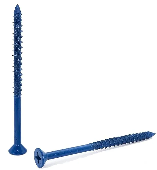 CONFAST 1/4" x 3-3/4" Blue Flat Phillips Concrete Screw Anchor with Drill Bit for Anchoring to Masonry, Block or Brick (100 per Box)