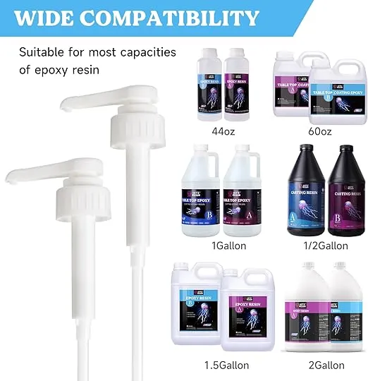LET’S Resin Gallon Pump Dispenser, 10CC 2Pcs Heavy-Duty Leak Proof Resin Pump Dispenser,BPA Free 38/401Resin Accessories for Dispensing Resin, Commercial and Household Use