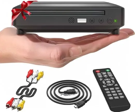 Ceihoit Mini HD DVD Player, CD Players for Home, DVD Players for TV, HDMI and RCA Cable Included, Up-Convert to HD 1080p, All Region, Breakpoint Memory, Built-in PAL/NTSC, USB 2.0