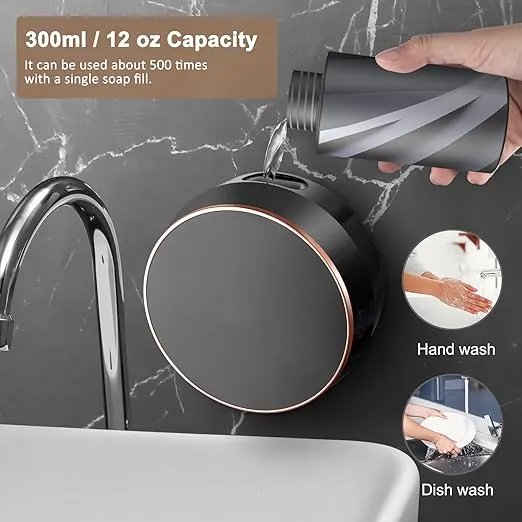 Monstake Automatic Soap Dispenser Touchless Auto Foaming Hands Free Wall Mount Foam Hand Soap Dispenser Electric Plastic Modern Rechargeable Smart Dish Soap Dispenser for Bathroom Kitchen Black