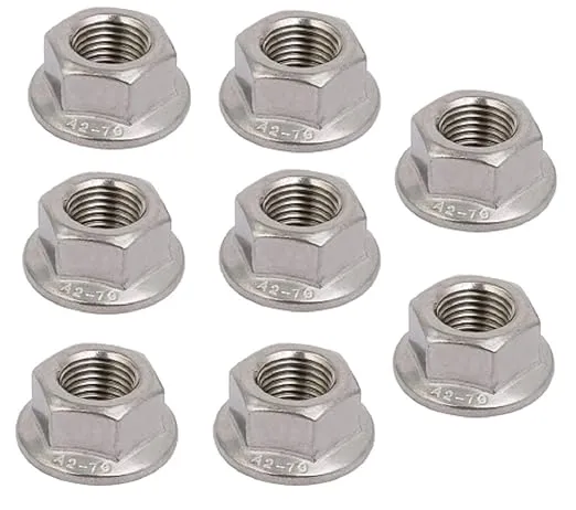 8 pcs 304 Stainless Steel Hexagonal Flange Nuts 12mm flange nut with 1.25 metric pitch M12 x 1.25mm Pitch Metric fine Pitch Flange Nuts (M12)