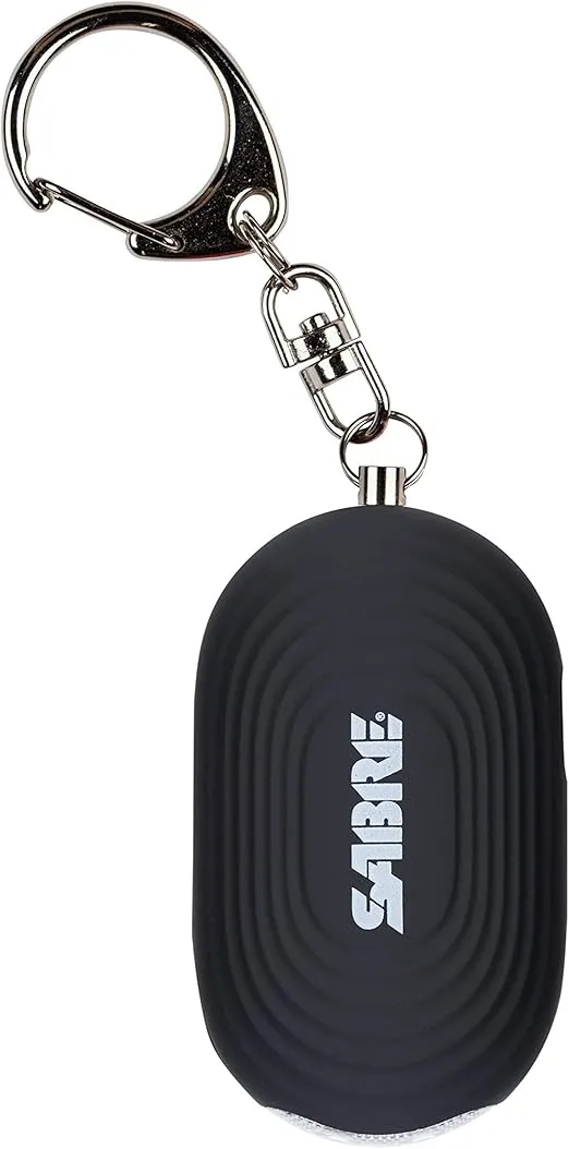 SABRE 2-in-1 Personal Alarm with LED Light, 130dB Personal Safety Siren, Snap Hook for Instant Access, 1,250 Foot (381 Meters) Range, Compact Design for Easy Attachment to Purse, Bag, or Keys