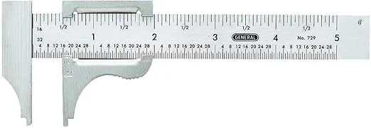 General Tools Slide Caliper #729, 16th and 32nd Graduation, 0 to 4-Inch Range, Inside and Outside Measurement
