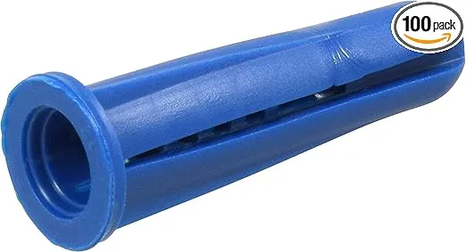 The Hillman Group 370342 Blue Conical Plastic Anchor, 10-12 X 1-Inch, 100-Pack