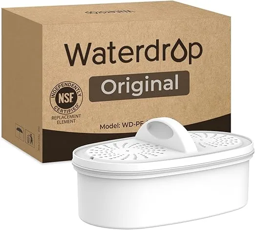 【Original】Waterdrop WD-PF-01A Plus NSF Certified Replacement Filters for All Waterdrop Pitcher Filtration System, Reduces PFAS, PFOA/PFOS, Chlorine, Last Up to 3 Months or 200 Gallons, 1 Pack